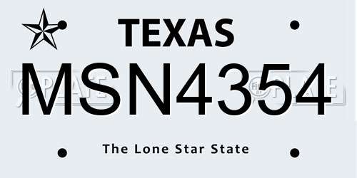 MSN4354 Texas License Plate