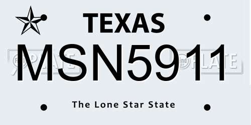MSN5911 Texas License Plate