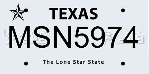 MSN5974 Texas License Plate
