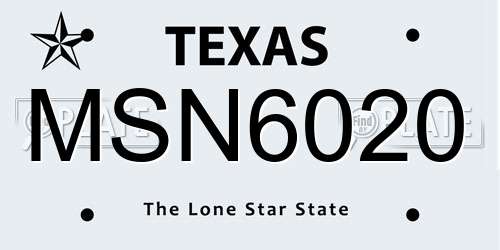 MSN6020 Texas License Plate
