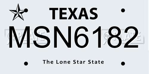 MSN6182 Texas License Plate