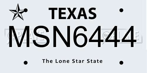 MSN6444 Texas License Plate