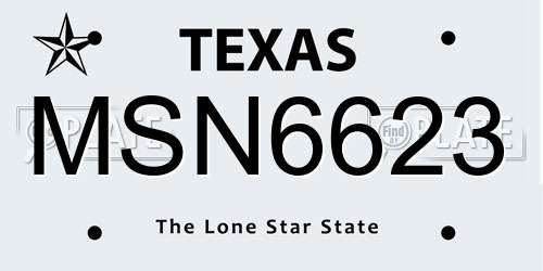 MSN6623 Texas License Plate