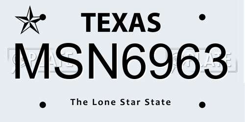 MSN6963 Texas License Plate