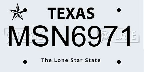 MSN6971 Texas License Plate