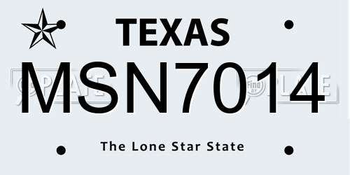 MSN7014 Texas License Plate