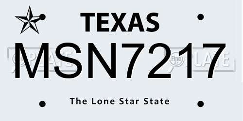 MSN7217 Texas License Plate