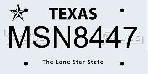 MSN8447 Texas License Plate