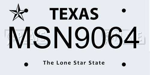 MSN9064 Texas License Plate