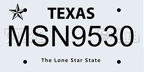 MSN9530 Texas License Plate