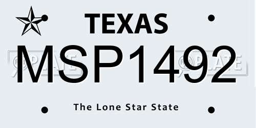 MSP1492 Texas License Plate
