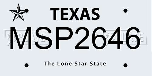 MSP2646 Texas License Plate