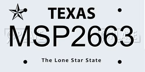 MSP2663 Texas License Plate