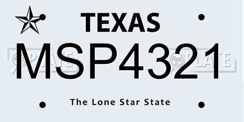 MSP4321 Texas License Plate