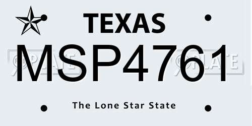 MSP4761 Texas License Plate