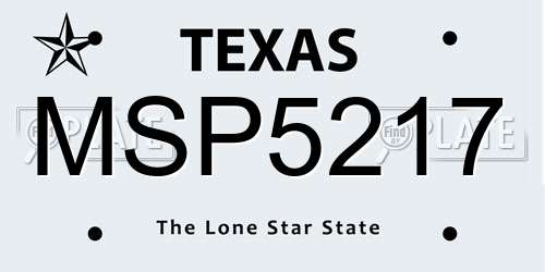 MSP5217 Texas License Plate