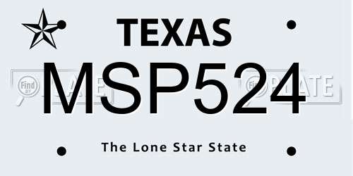 MSP524 Texas License Plate