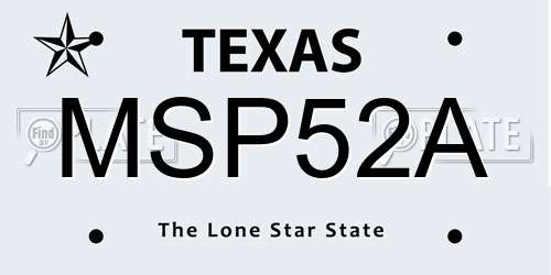 MSP52A Texas License Plate
