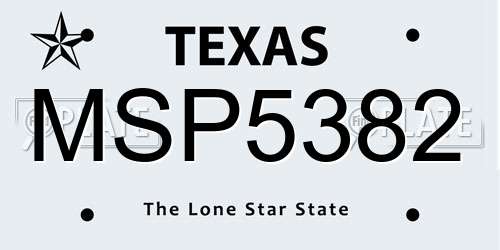 MSP5382 Texas License Plate