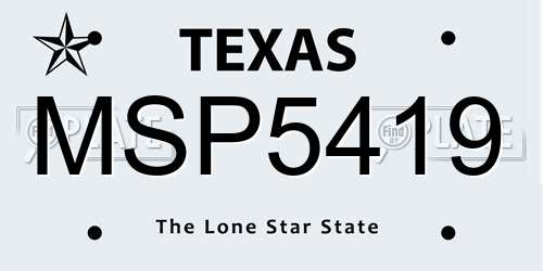 MSP5419 Texas License Plate