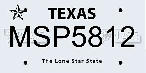 MSP5812 Texas License Plate