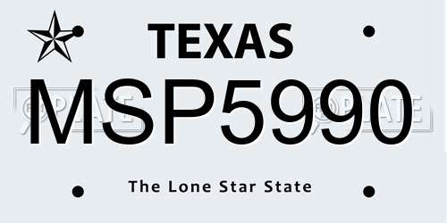 MSP5990 Texas License Plate