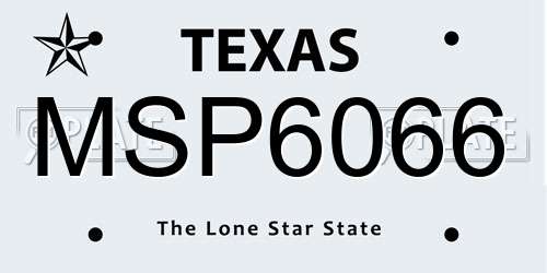 MSP6066 Texas License Plate