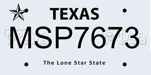 MSP7673 Texas License Plate