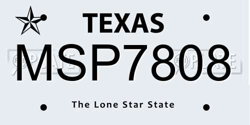 MSP7808 Texas License Plate