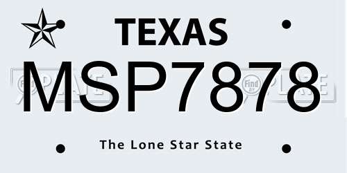 MSP7878 Texas License Plate