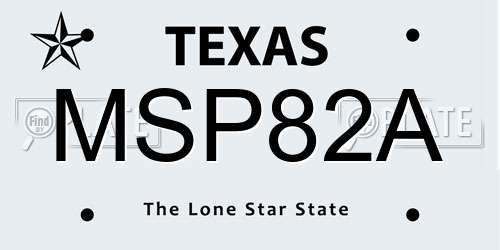MSP82A Texas License Plate