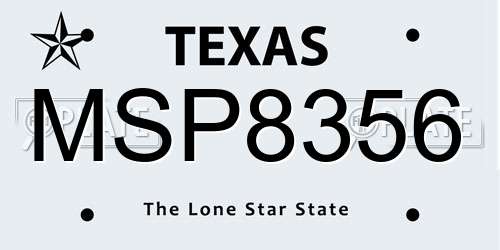 MSP8356 Texas License Plate