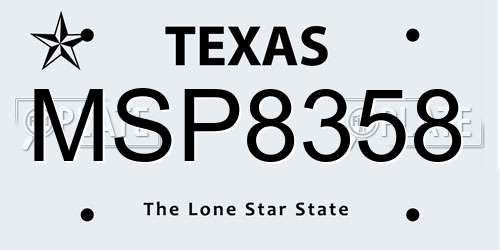 MSP8358 Texas License Plate