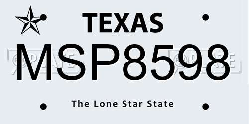 MSP8598 Texas License Plate
