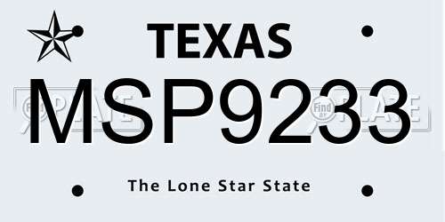 MSP9233 Texas License Plate