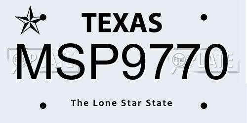MSP9770 Texas License Plate