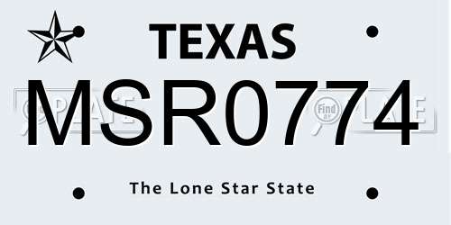 MSR0774 Texas License Plate