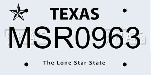MSR0963 Texas License Plate
