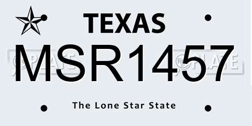 MSR1457 Texas License Plate
