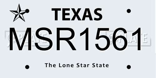 MSR1561 Texas License Plate