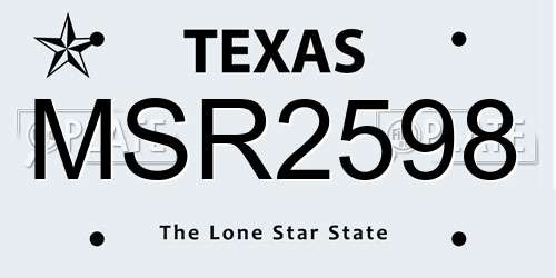 MSR2598 Texas License Plate