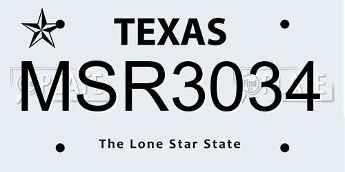 MSR3034 Texas License Plate