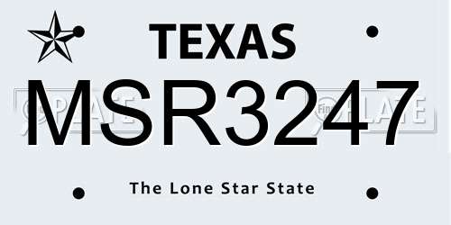 MSR3247 Texas License Plate