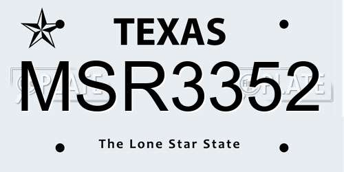 MSR3352 Texas License Plate
