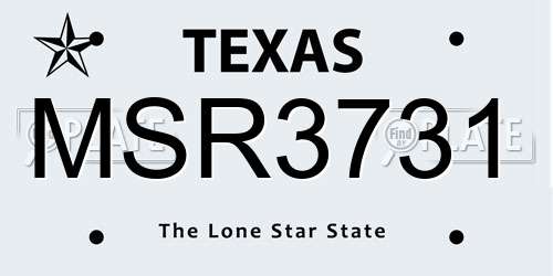 MSR3731 Texas License Plate