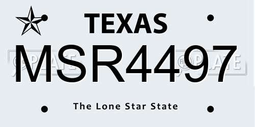 MSR4497 Texas License Plate