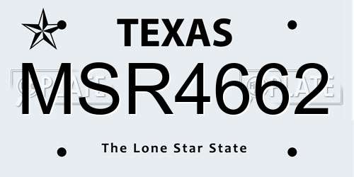 MSR4662 Texas License Plate
