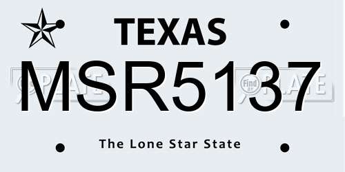 MSR5137 Texas License Plate