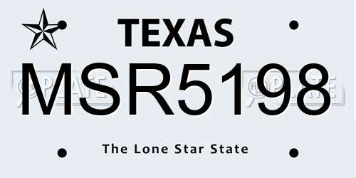 MSR5198 Texas License Plate