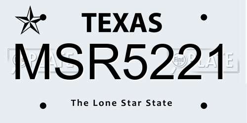 MSR5221 Texas License Plate